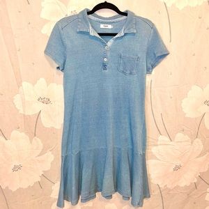 Kensie Jeans Dropwaist Polo Dress Light Blue Medium